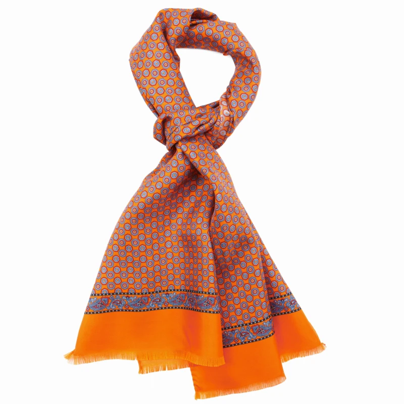 Orange silk scarf with medallions