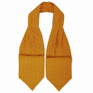 Dark yellow silk foulard with a fine geometric pattern