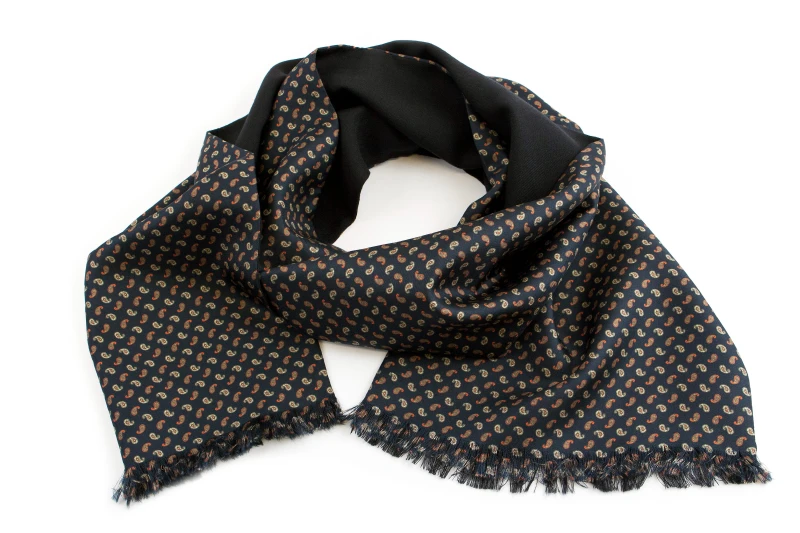 Dark navy men's scarf with a silk outer side and a wool lining
