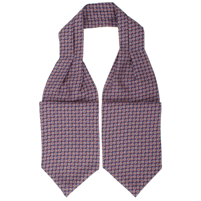 Navy blue silk foulard with a geometric pattern