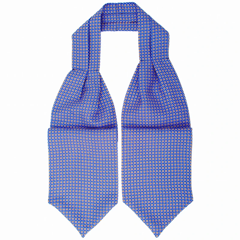 Navy blue silk foulard with a small floral pattern