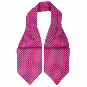 Pink foulard with a small navy blue pattern