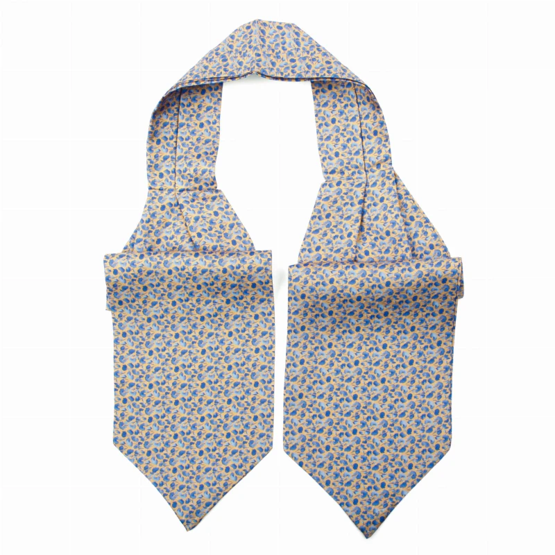 Gold colored foulard with blue flowers