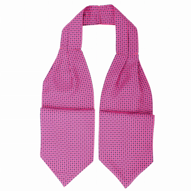 Pink silk foulard with navy blue and blue small flowers