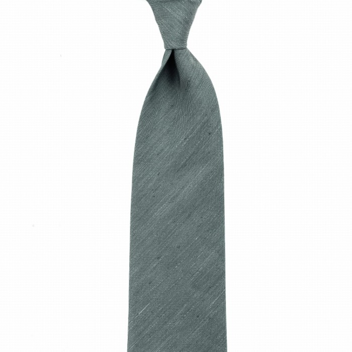 Gray and blue silk and linen tie