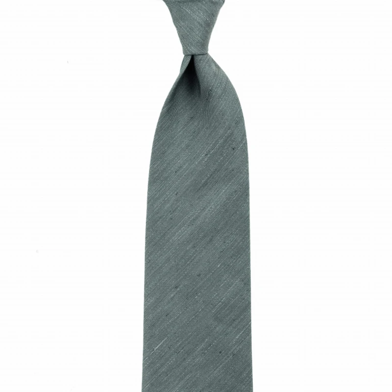 Gray and blue silk and linen tie