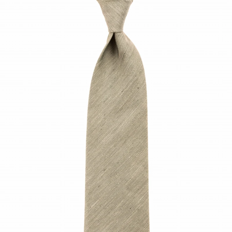 Beige silk and linen tie