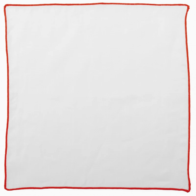 White linen pocket square with a red border PL202a.jpg