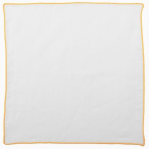 White linen pocket square with a yellow border