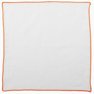 White linen pocket square with an orange border PL4167a.jpg