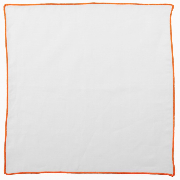 White linen pocket square with an orange border PL4167a.jpg