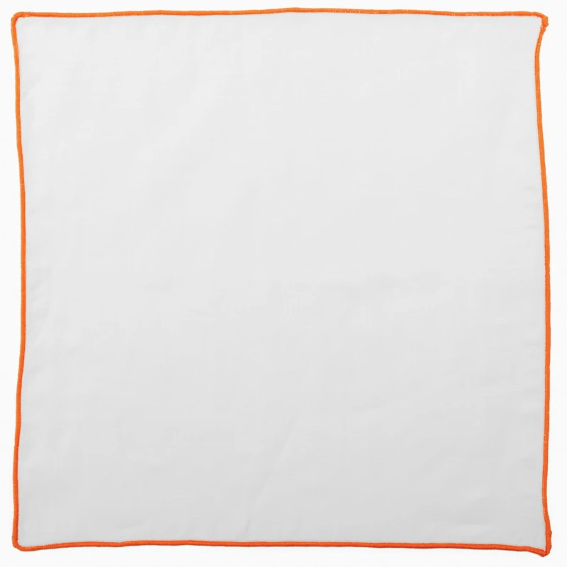 White linen pocket square with an orange border PL4167a.jpg