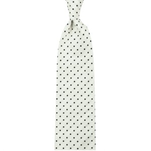 White jacquard tie with black dots