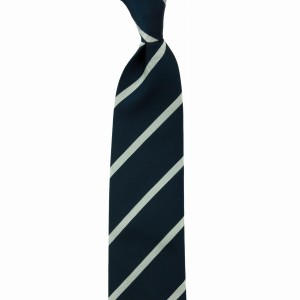 Navy blue jacquard tie with silver stripes