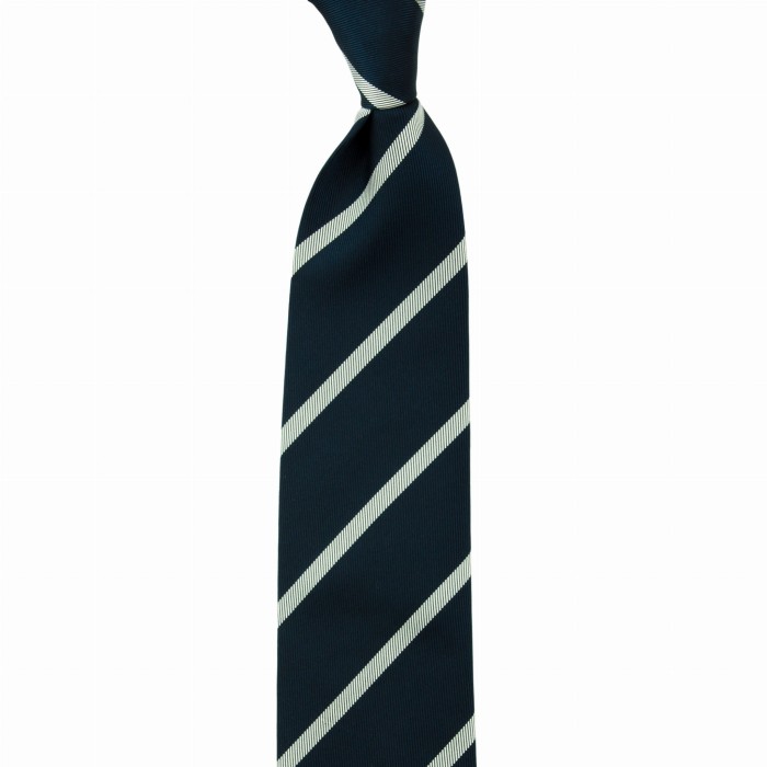 Navy blue jacquard tie with silver stripes