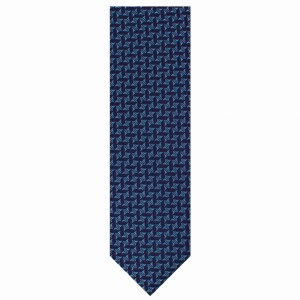 Dark navy blue jacquard tie with a blue and purple small pattern