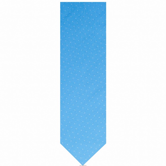 Light blue silk jacquard tie with white polka dots
