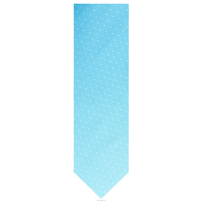 Blue silk jacquard tie with white polka dots