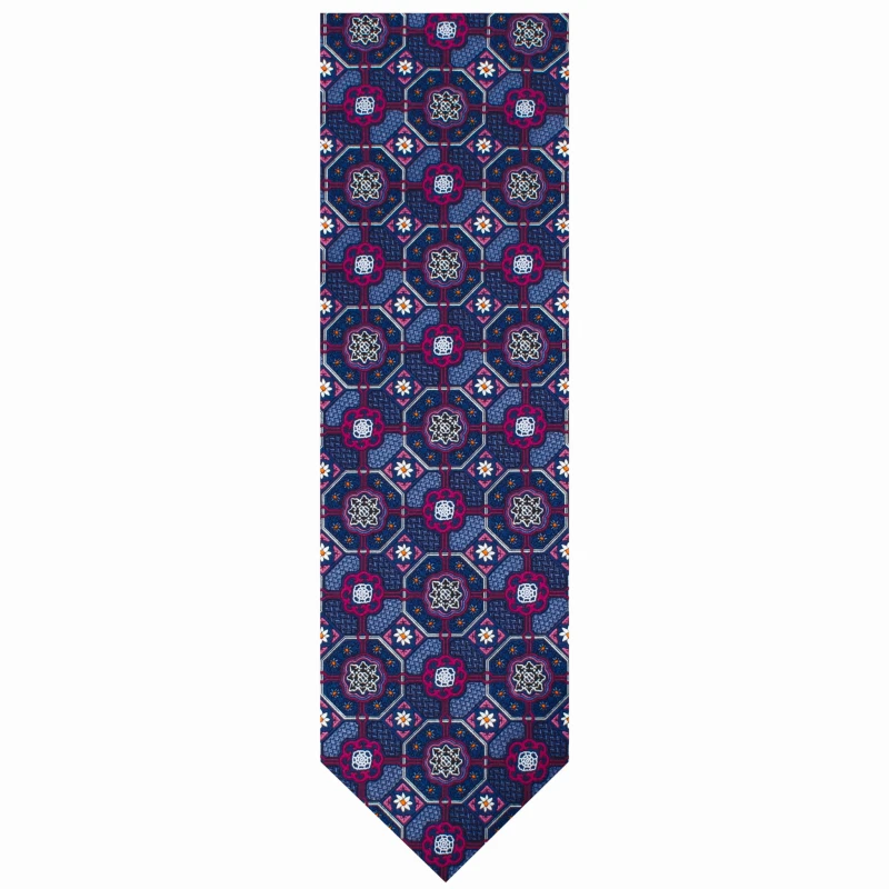 Printed silk tie with medallions