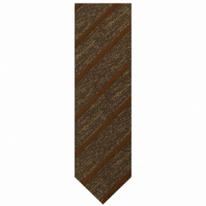 Brown and navy blue jacquard tie with brown stripes