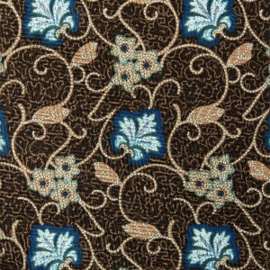 Brown silk tie with printed jacquard with a plant pattern KST3922a.jpg