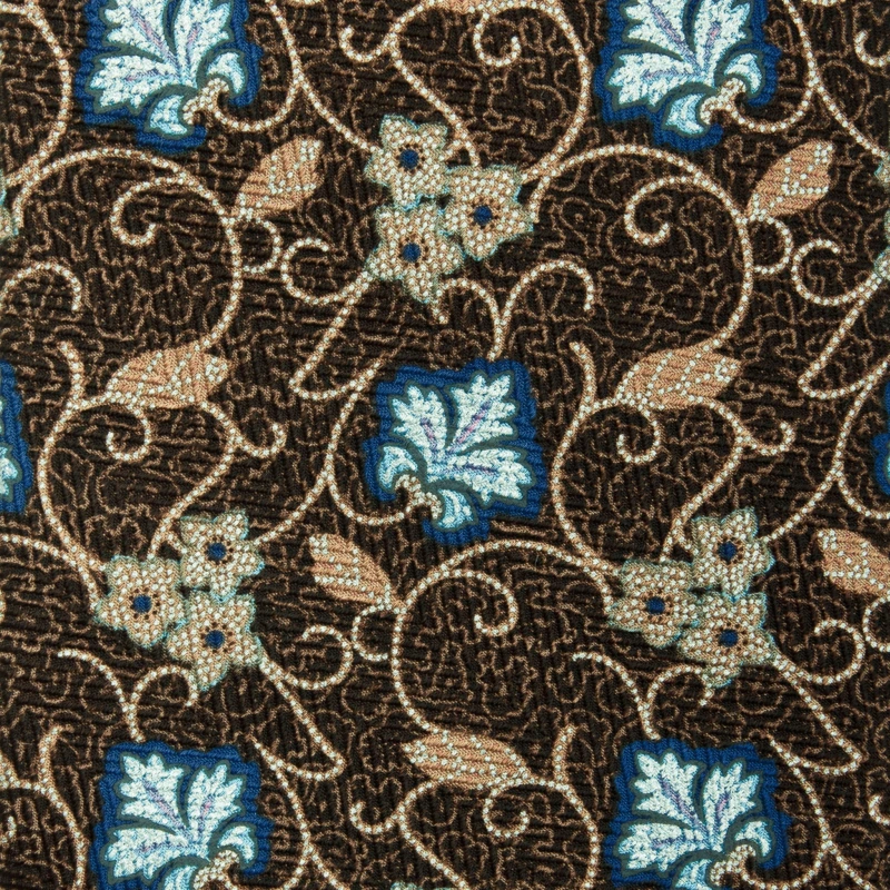 Brown silk tie with printed jacquard with a plant pattern KST3922a.jpg