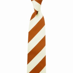 Silk jacquard tie with light brown and white stripes