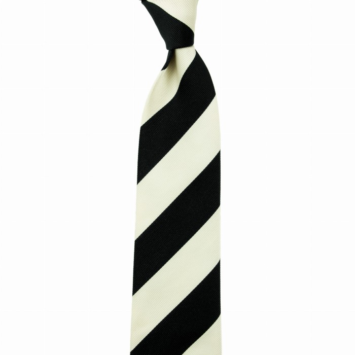 Silk jacquard tie with white and dark navy stripes