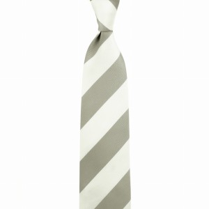 Silk jacquard tie with gray and white stripes