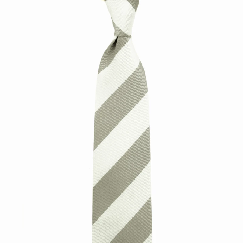 Silk jacquard tie with gray and white stripes