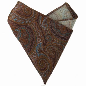 Brązowa wełniana poszetka w paisley PWT4100.jpg