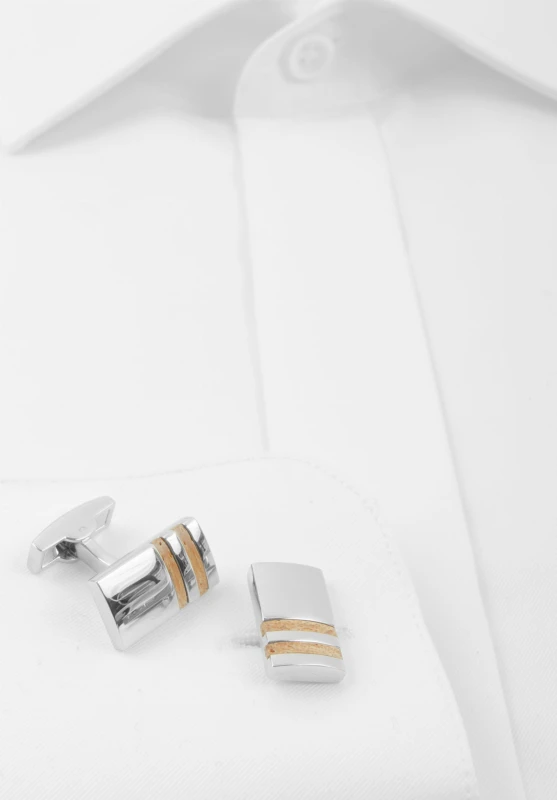 Rectangular cufflinks with decorative stripes