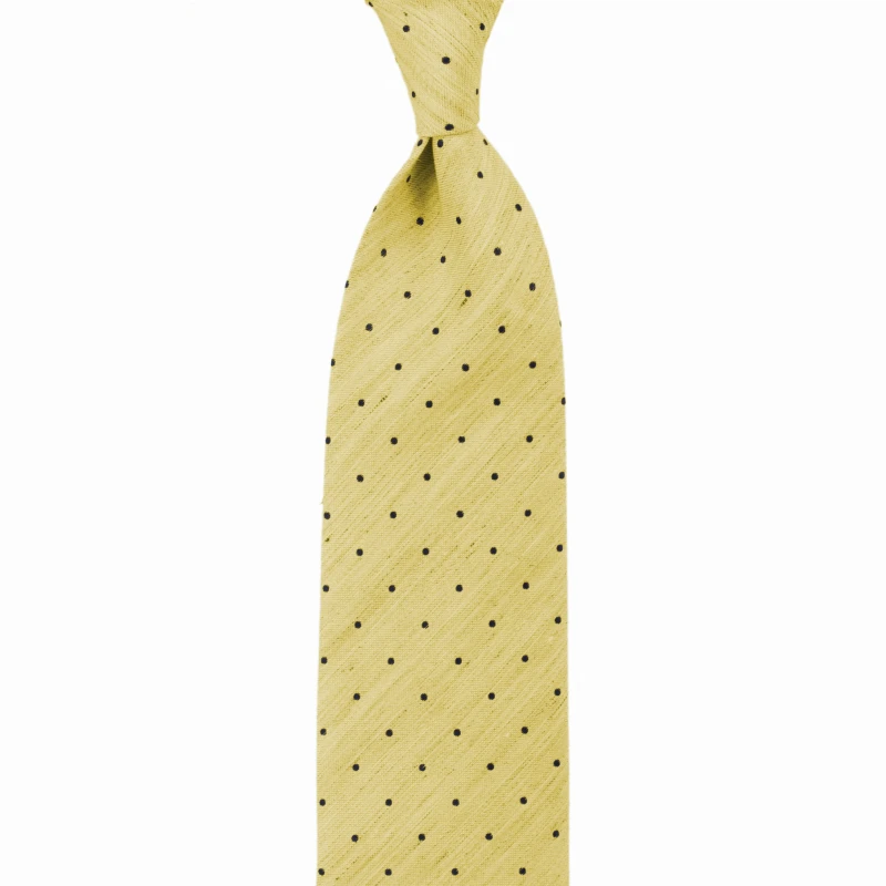 Silk and linen tie with polka dots