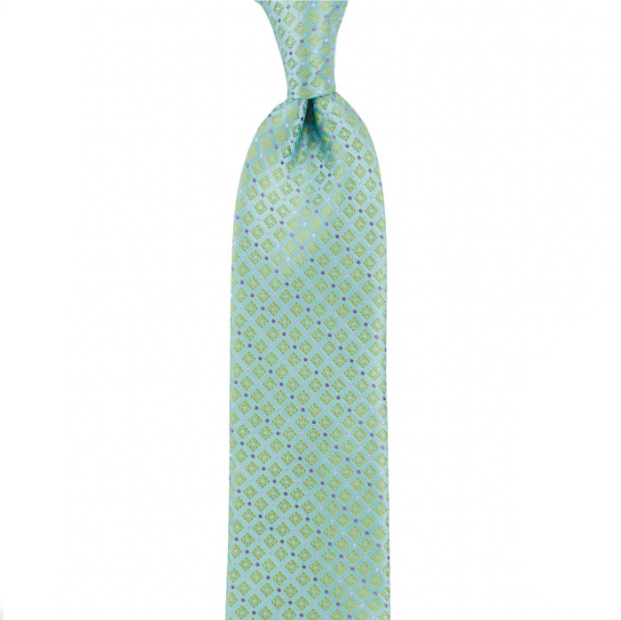Turquoise jacquard tie with a small pattern