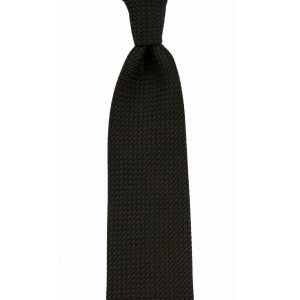 Brown and navy blue tie made of silk grenadine with Garza Gross weave