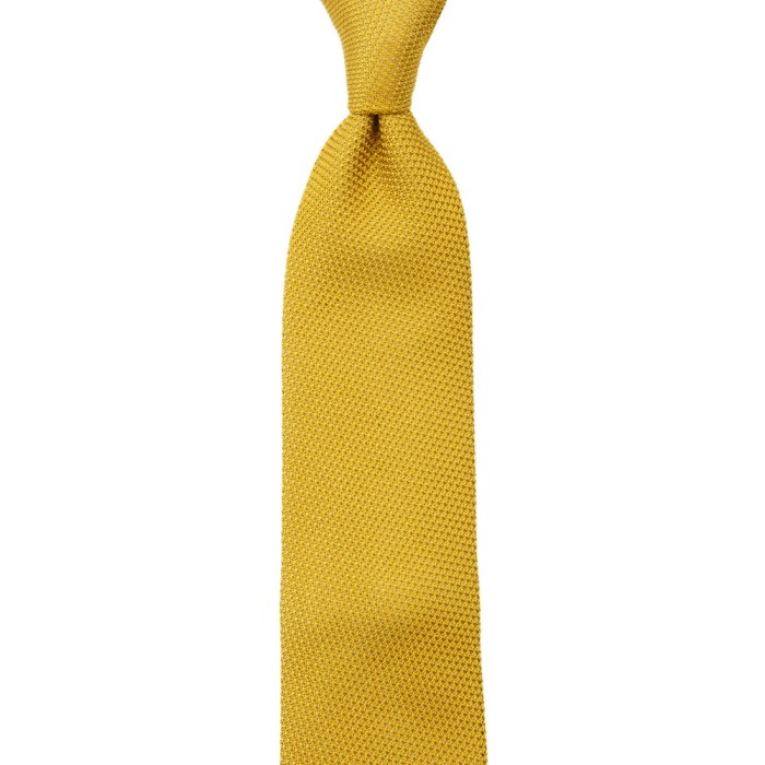 Grenadine silk necktie in mustard color