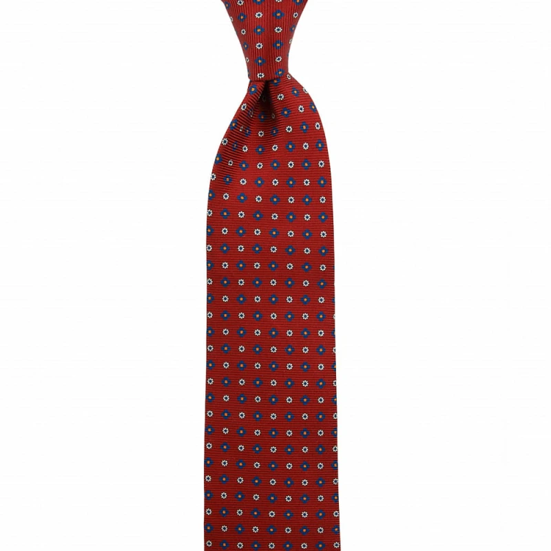 Printed silk tie with a floral pattern