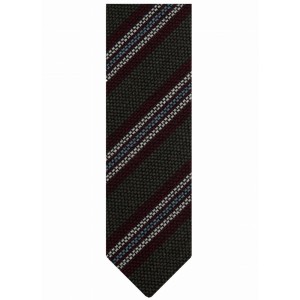 Wool-silk necktie with dark green and brown stripes