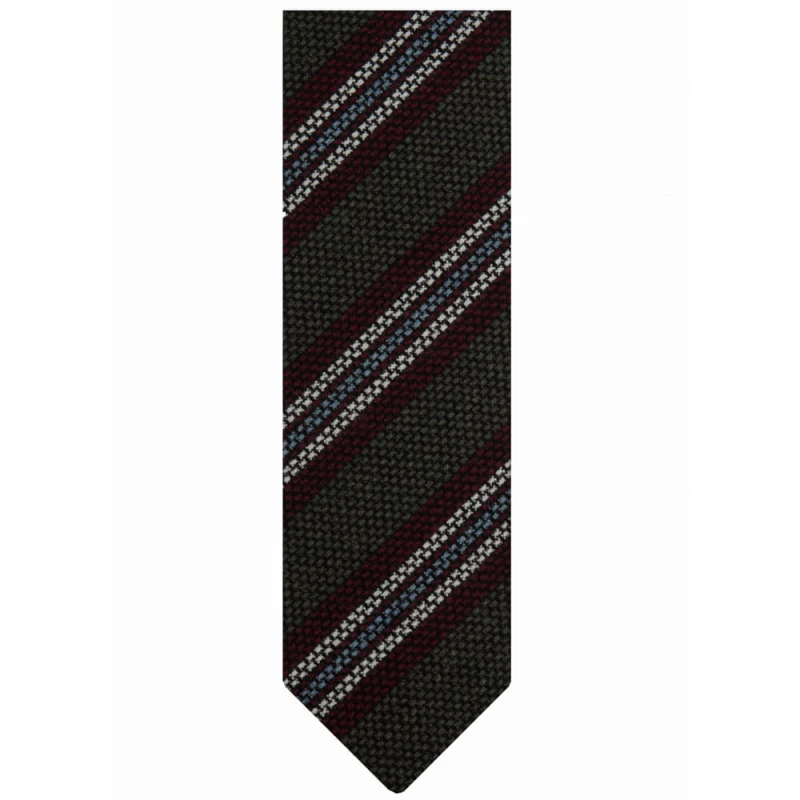 Wool-silk necktie with dark green and brown stripes