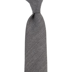 Gray silk tie with wool blend