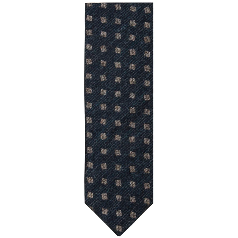 Cashmere graphite tie with a regular pattern of stylized squares