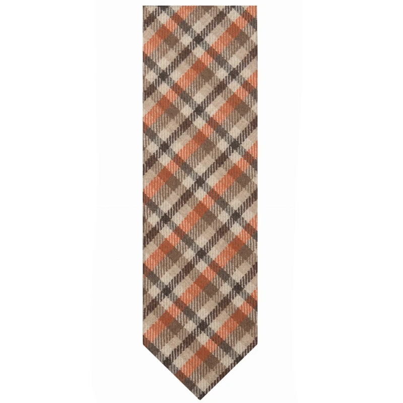 Cashmere beige tie with orange and brown checks