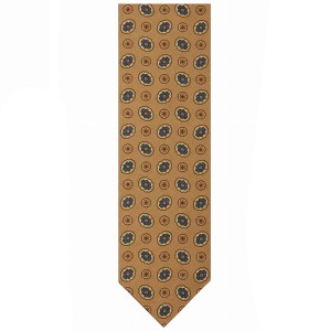 Light brown woolen tie with regular medallion pattern
