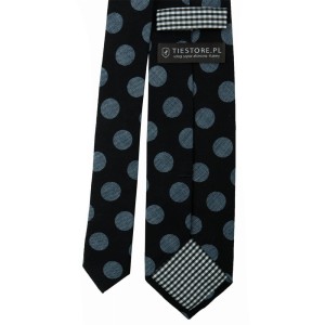 Black tie with large blue polka dots KRC6244a.jpg