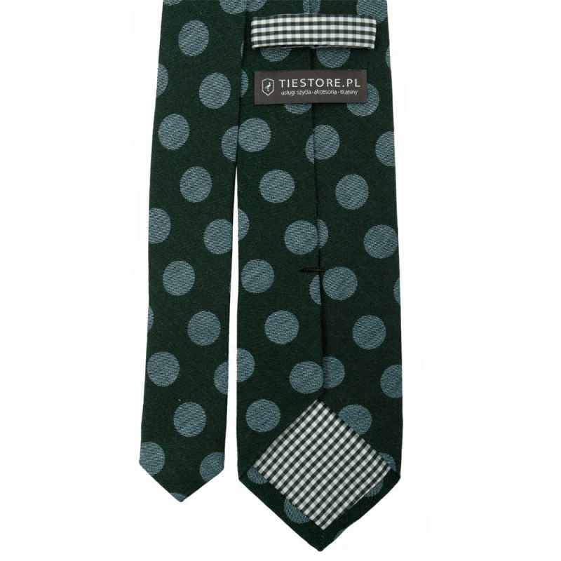 Dark green tie with large blue polka dots KRC6246a.jpg