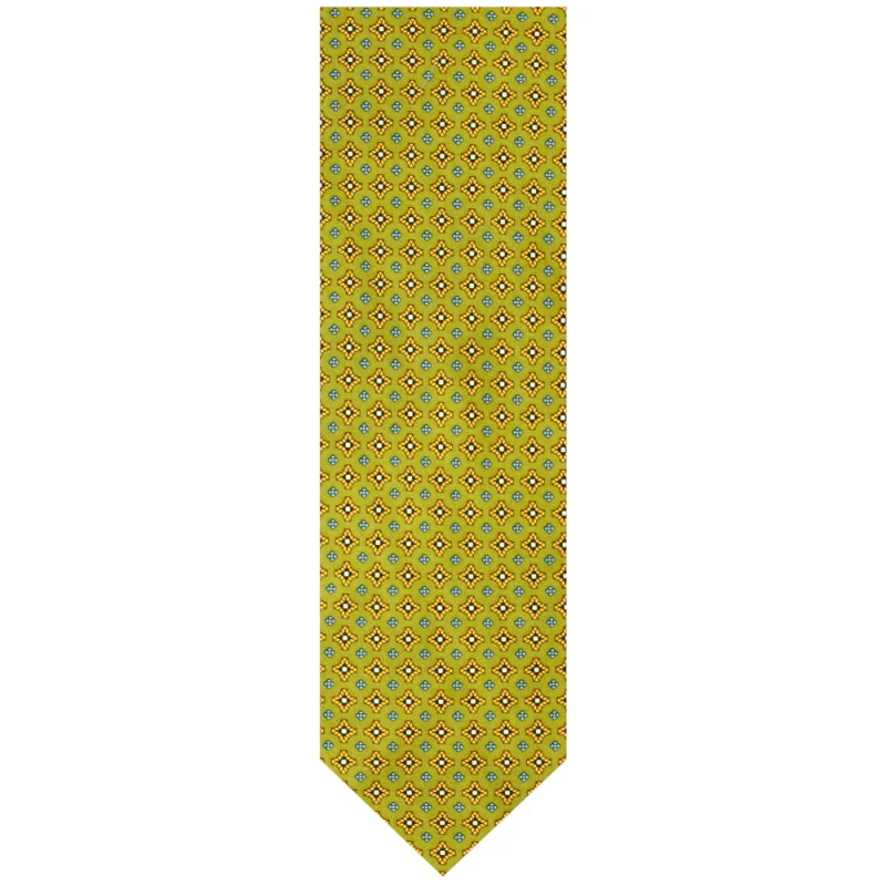 Olive silk tie with a geometric pattern KST4244.jpg