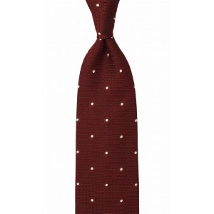 Jacquard grenadine necktie in burgundy color with white dots