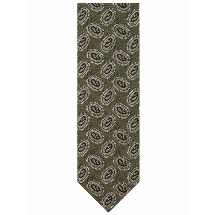 Rotten green jacquard silk tie with regular patterns
