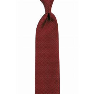 Dark red silk necktie with a geometric pattern