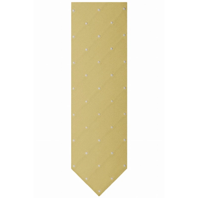 Jacquard grenadine necktie in color of pale gold with white dots
